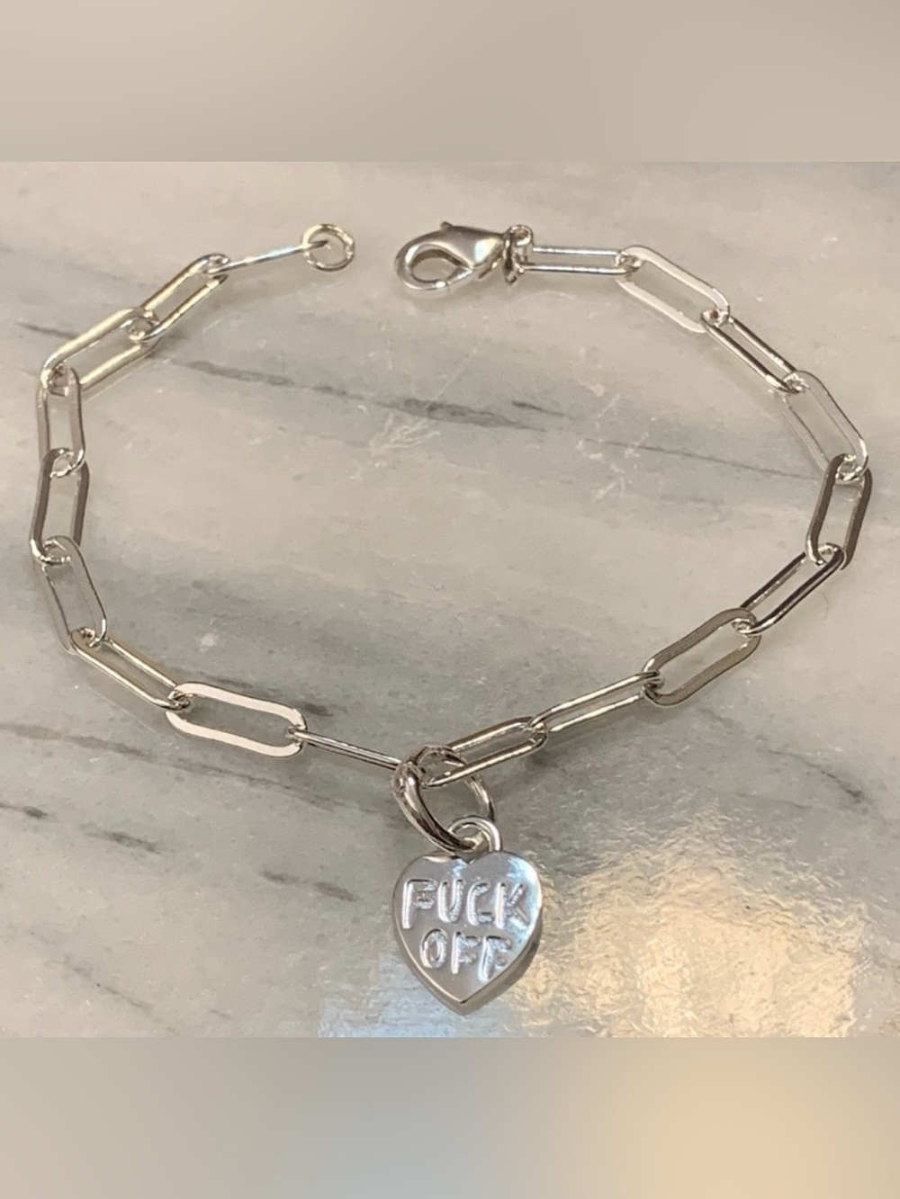 Paperclip Link Chain Bracelet with “FO” Charm